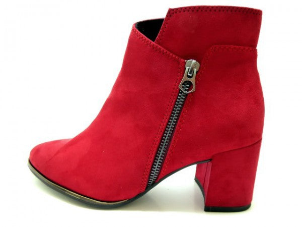 Red Microfibre Elegant Ankle Boot