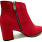 Red Microfibre Elegant Ankle Boot