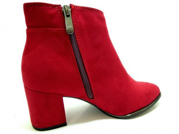 Red Microfibre Elegant Ankle Boot