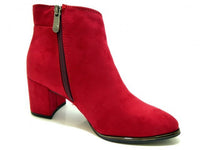 Red Microfibre Elegant Ankle Boot