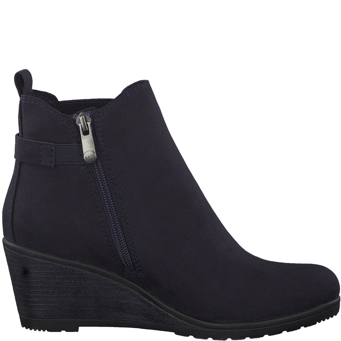 Navy Microfibre Plain Ankle Boot