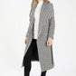 Houndstooth Waterfall Front Coat with Tie Waist