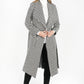 Houndstooth Waterfall Front Coat with Tie Waist