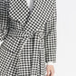 Houndstooth Waterfall Front Coat with Tie Waist