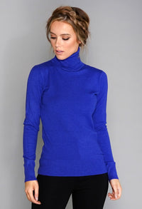 Royal Blue Cashmere Mix Polo Neck