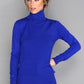 Royal Blue Cashmere Mix Polo Neck