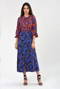 Floral Print Puff Sleeve Midi Dress