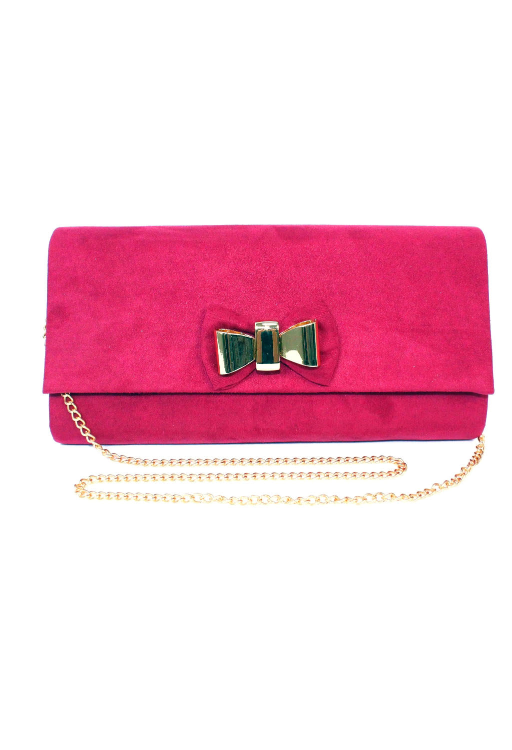 Faux Suede Clutch with Bow Detail