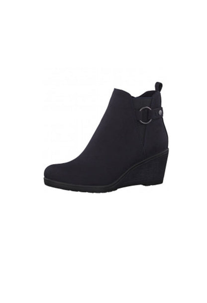 Navy Microfibre Plain Ankle Boot