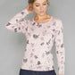 Pink Bird Print Pullover with Diamonte Detail