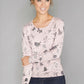 Pink Bird Print Pullover with Diamonte Detail