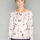 Pink Bird Print Pullover with Diamonte Detail