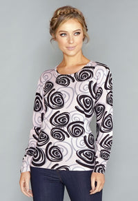 Pink Swirl Print Pullover with Diamonte Detail