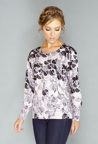 Pink Floral Print Pullover with Diamonte Detail