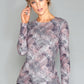 Abstract Print Pullover with Diamonte Detail