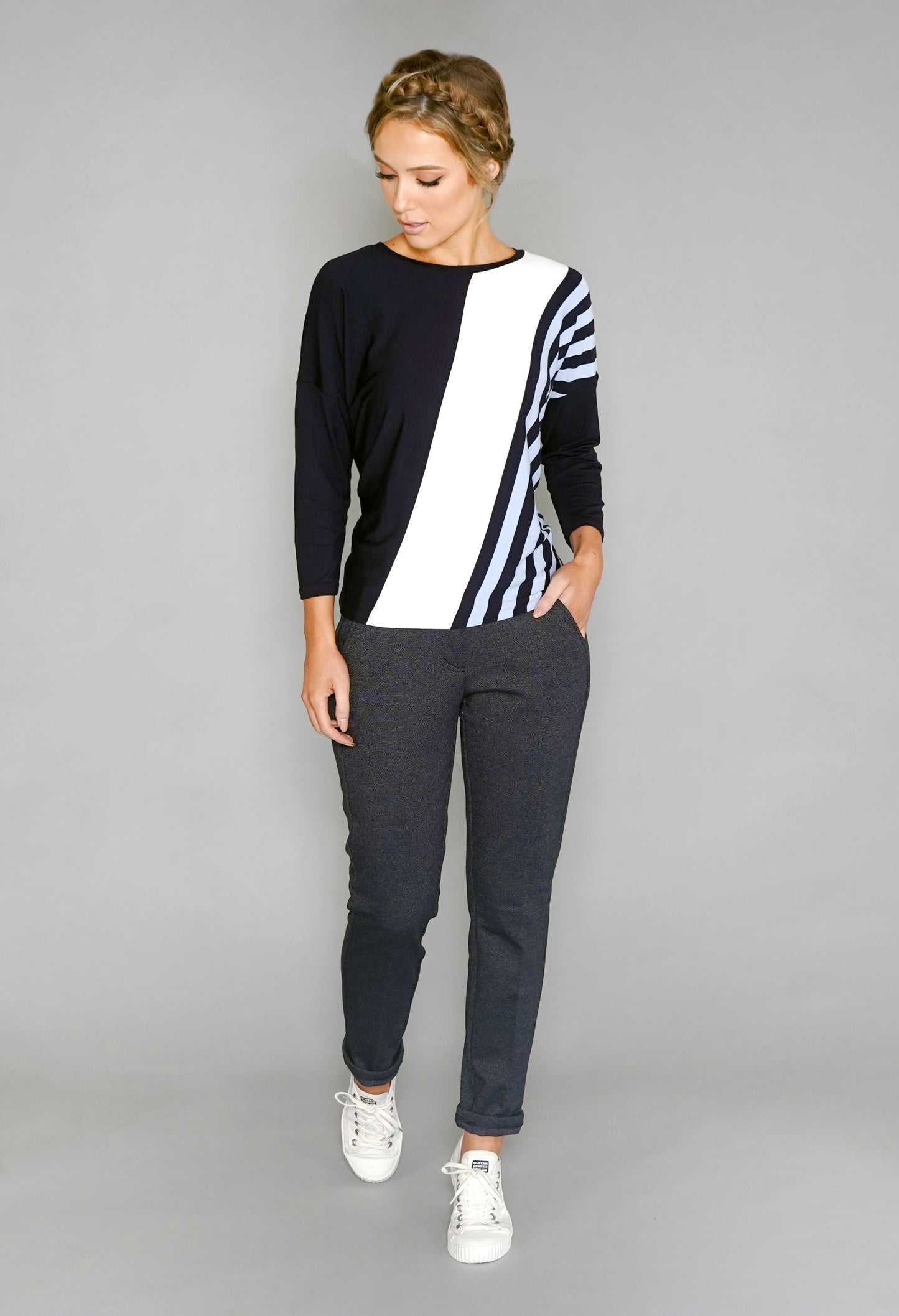 Stripe Supala Print Top