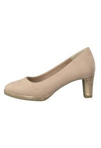 Mid Heel Pink Micro Fibre Court Shoe