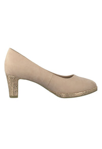 Mid Heel Pink Micro Fibre Court Shoe