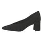 Low Heel Black Micro Fibre Court Shoe