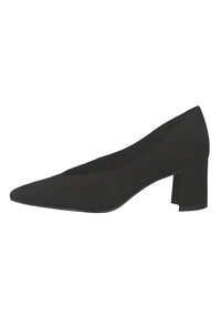 Low Heel Black Micro Fibre Court Shoe