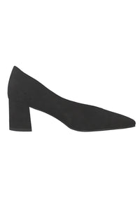 Low Heel Black Micro Fibre Court Shoe