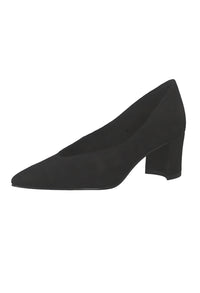 Low Heel Black Micro Fibre Court Shoe