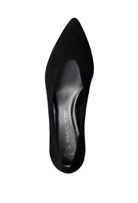 Low Heel Black Micro Fibre Court Shoe