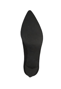 Low Heel Black Micro Fibre Court Shoe