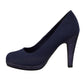 High Heel Navy Micro Fibre Court Shoe