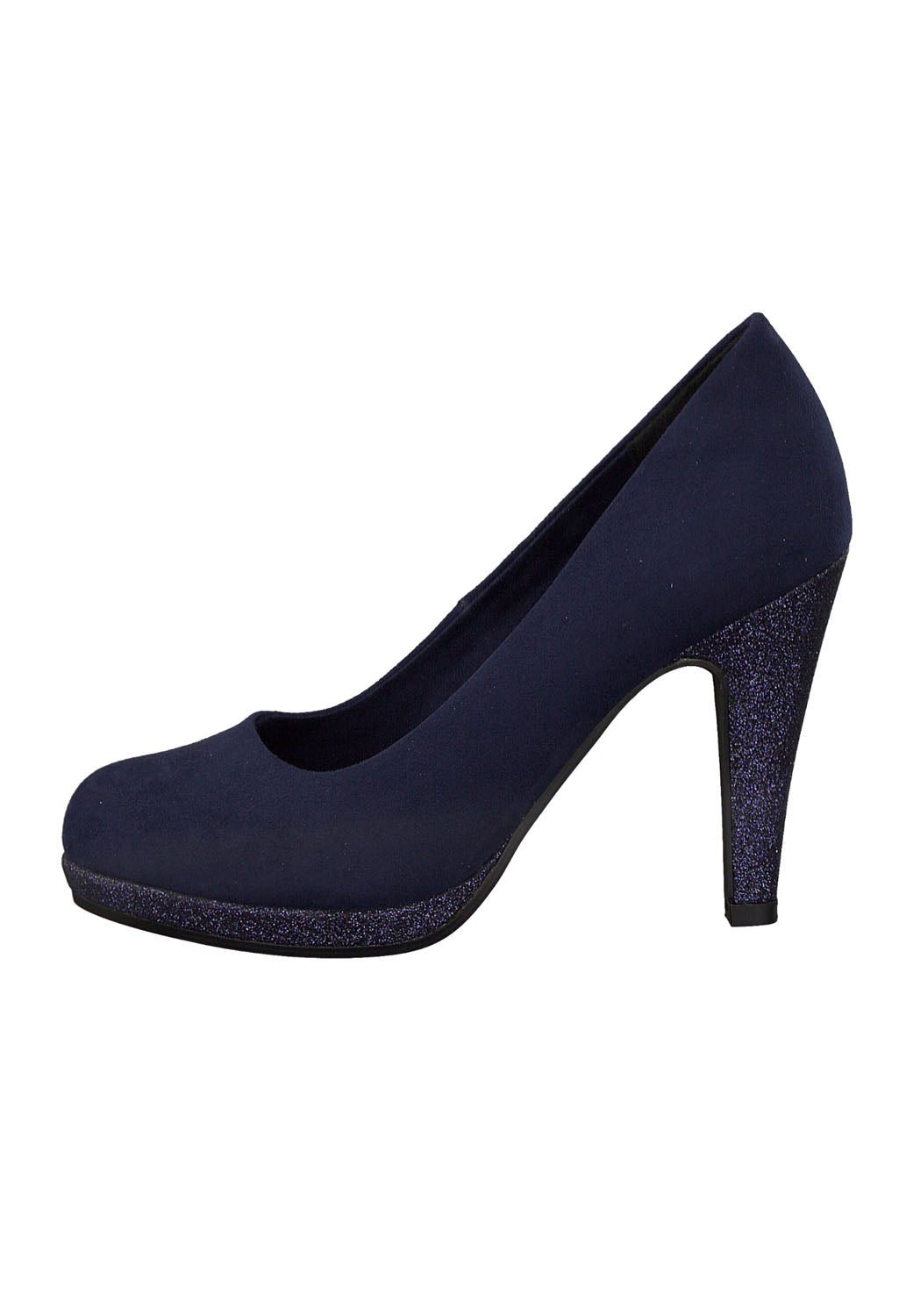 High Heel Navy Micro Fibre Court Shoe