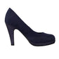 High Heel Navy Micro Fibre Court Shoe