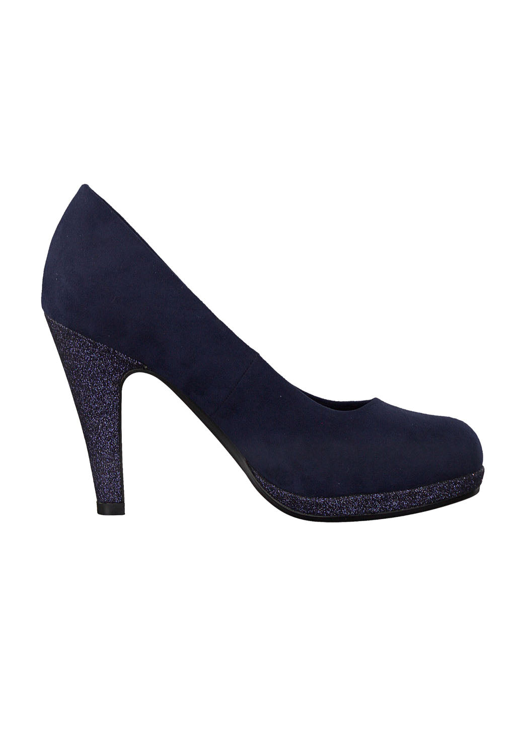 High Heel Navy Micro Fibre Court Shoe