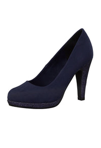 High Heel Navy Micro Fibre Court Shoe