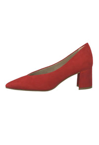 Low Heel Red Micro Fibre Court Shoe