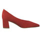 Low Heel Red Micro Fibre Court Shoe