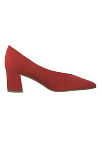 Low Heel Red Micro Fibre Court Shoe