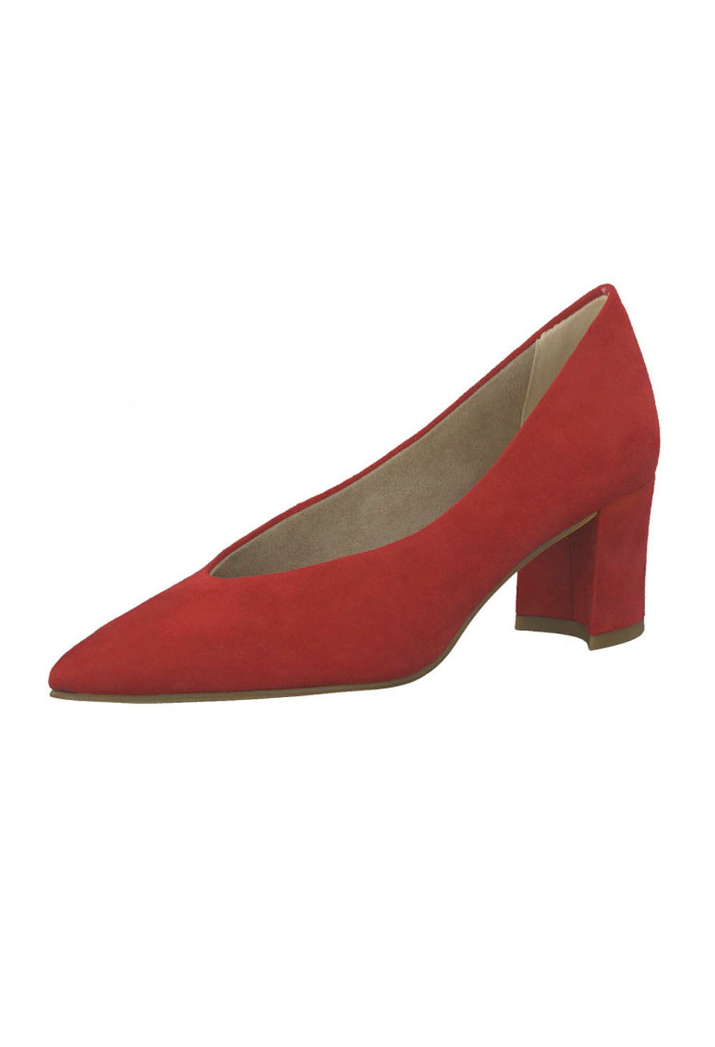 Low Heel Red Micro Fibre Court Shoe