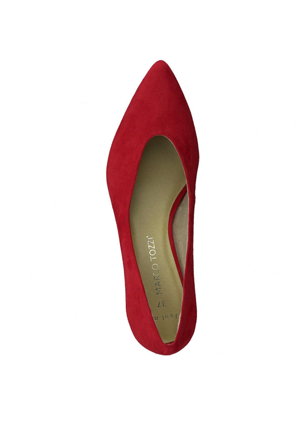 Low Heel Red Micro Fibre Court Shoe