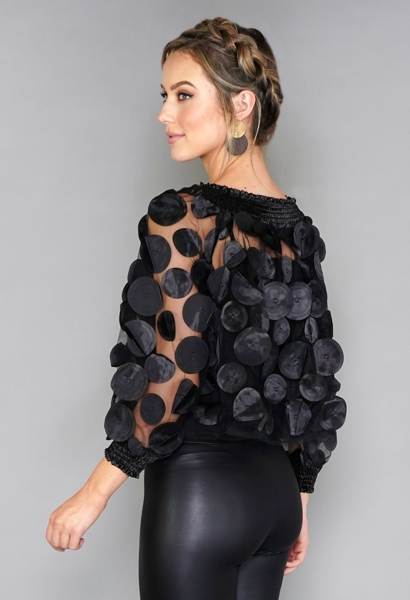 Black Circles Mesh Top with Vest