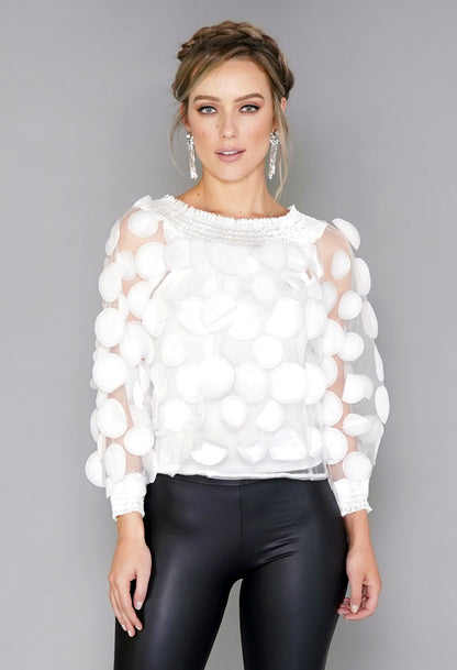 White Circles Mesh Top with Vest