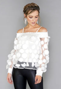 White Circles Mesh Top with Vest