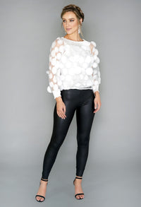 White Circles Mesh Top with Vest