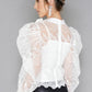 White Puff Sleeve Embroidered Mesh Top