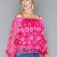 Fuschia Circles Mesh Top with Vest