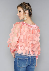 Coral Circles Mesh Top with Vest