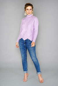 Lilac Cable Knit Turtleneck