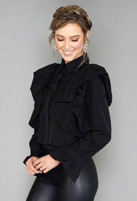 Black Puff Sleeve Blouse