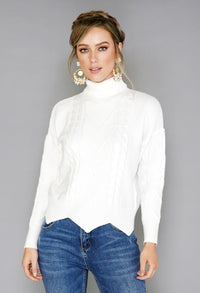 White Cable Knit Turtleneck