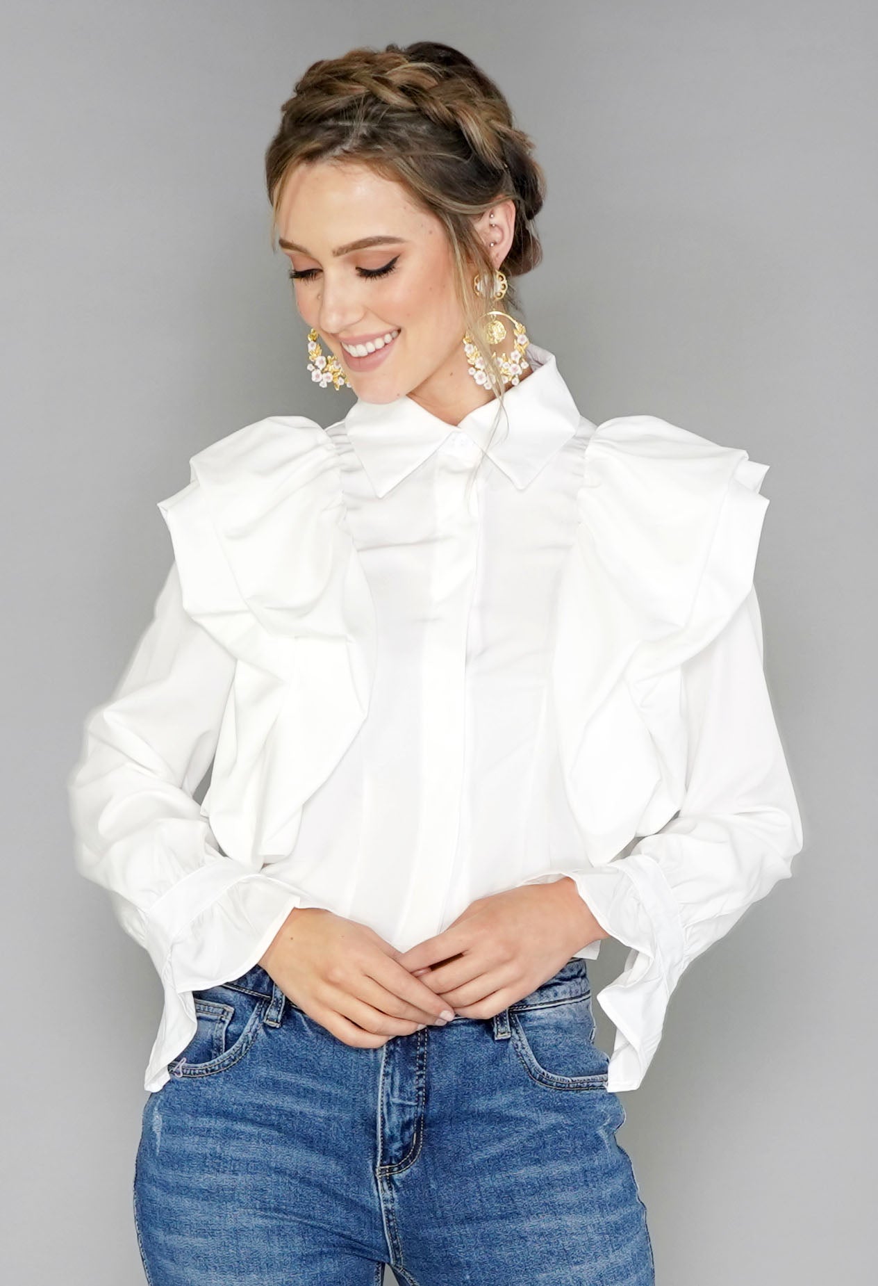 White Puff Sleeve Blouse