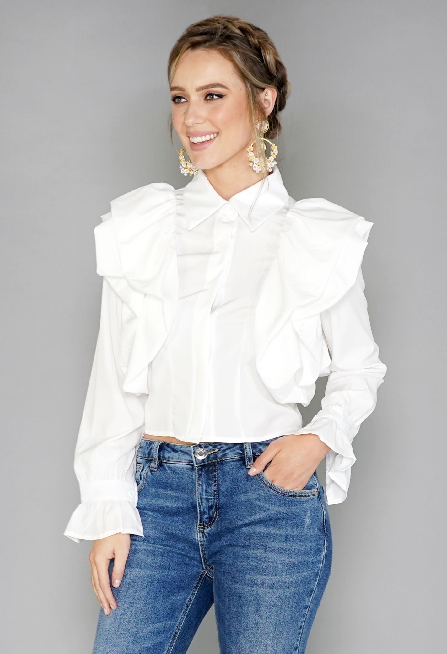 White Puff Sleeve Blouse